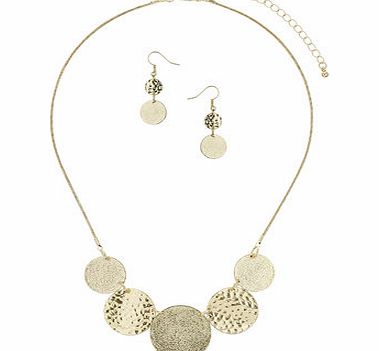 Bhs Gold Textured Circle Jewellery Set, gold
