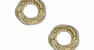 Bhs Gold Textured Circle Stud Earrings, gold
