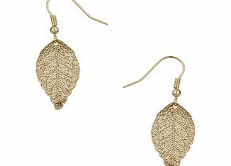 Bhs Gold Textured Leaf Earring, gold 12178026982