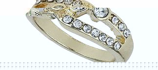 Bhs Gold Triple Rhinestone Ring, crystal 12177440240