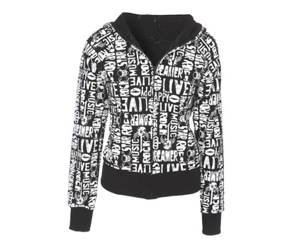 bhs Graffiti words zip through hoodie