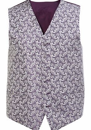 Bhs Grape Paisley Wedding Waistcoat, Purple