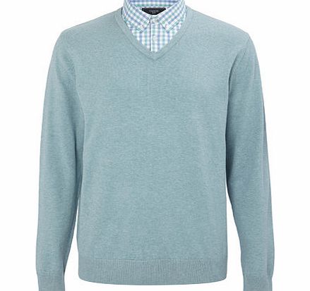 Bhs Green Checked Mock Shirt Jumper, Green BR53D01GGRN