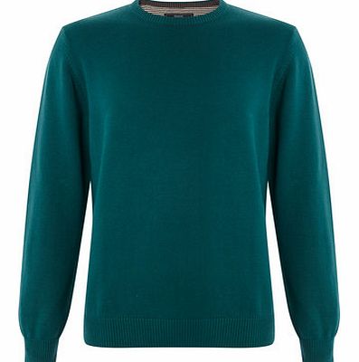 Green Crew Neck Cotton Jumper, Green BR53B01FGRN