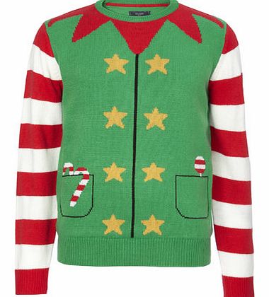 Bhs Green Elf Christmas Jumper, Green BR53E12FGRN