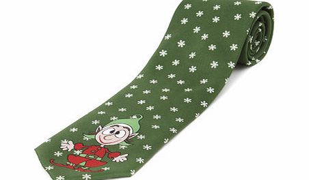 Bhs Green Elf Snowflake Christmas Novelty Tie, Green