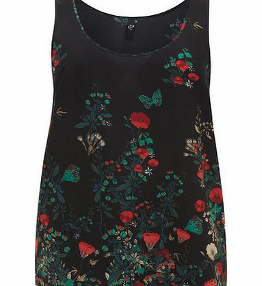 Bhs Green Floral Print Border Camisole, green