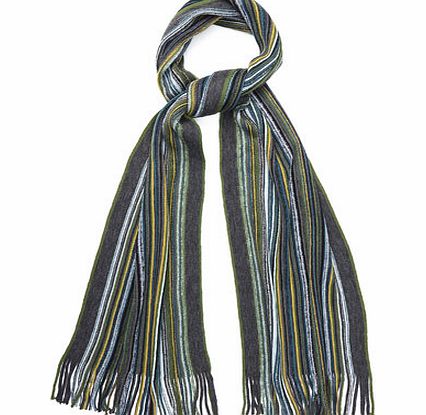 Bhs Green Stripe Rochelle Knit Scarf, Green