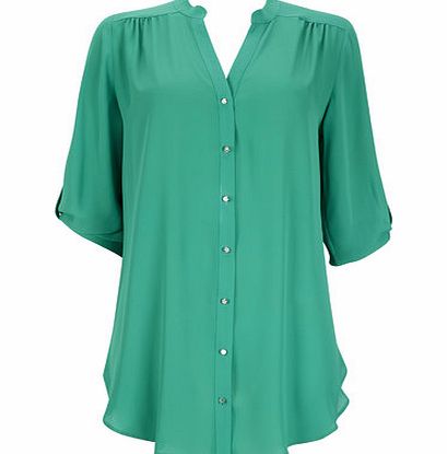 Bhs Green V-Neck Longline Shirt, green 12034229533