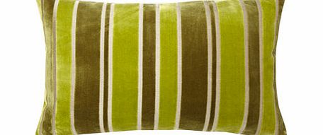 Green Velvet Stripe Lumbar Cushion, green