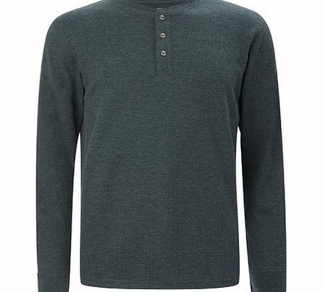 Bhs Green Waffle Grandad Top, Green BR54W06FGRN