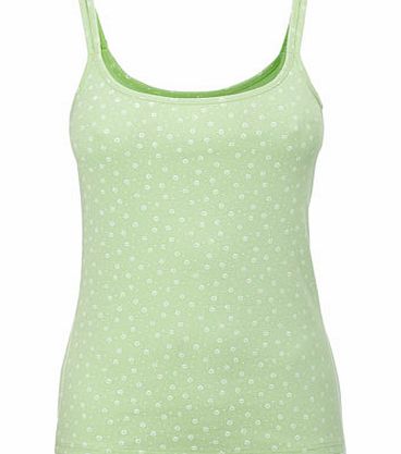 Bhs Green/white Printed Double Strap Cami,