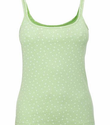 Green/white Printed Double Strap Cami,