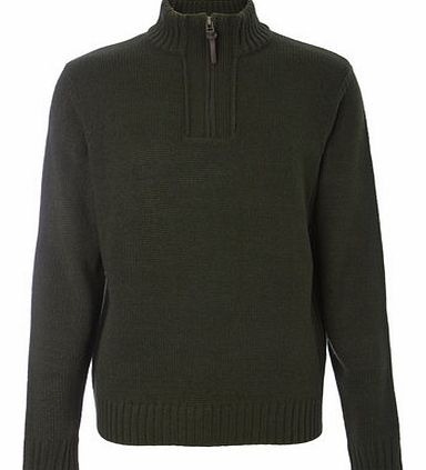 Bhs Green Zip Neck Jumper, Green BR53E10FGRN