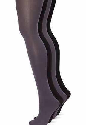 Bhs Grey and Black 3 Pack of 70 Denier Tights, grey