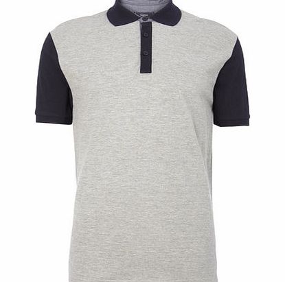 Grey and Navy Smart Polo Shirt, Grey BR52S01FGRY