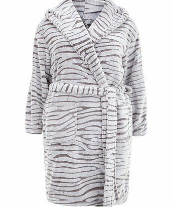 Bhs Grey Animal Hooded Dressing Gown, grey 12613360870