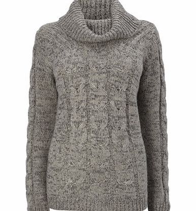Bhs Grey Chunky Cowl Neck Cable Jumper, grey 586670870