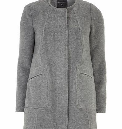 Bhs Grey Collarless Seamed Coat, grey 19128440870