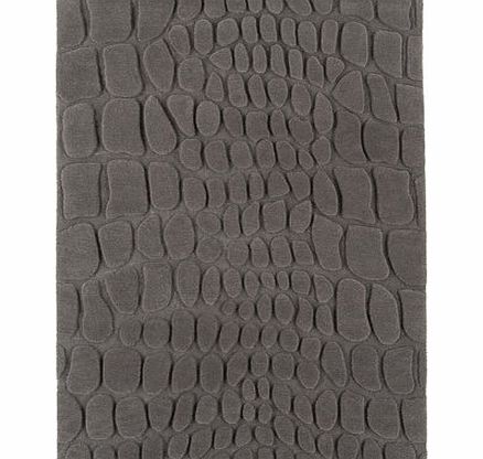 Bhs Grey Croc Carved Wool Rug 120x170cm, grey