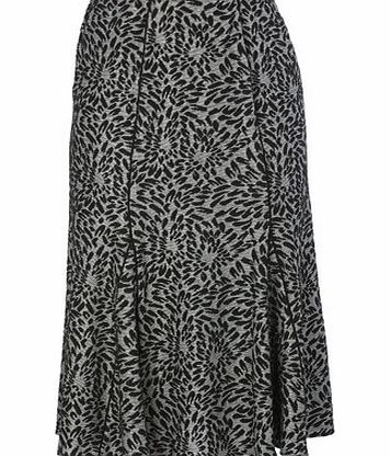 Bhs Grey Floral Print Jacquard Flared Skirt, grey