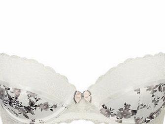 Bhs Grey Floral Print Plunge Bra, cream 2304790004