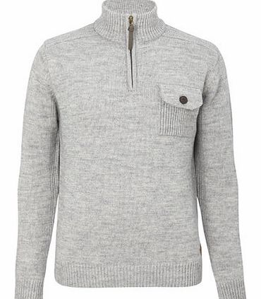 Grey Half Zip Pocket Jumper, Grey BR53H02FGRY