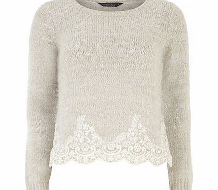 Bhs Grey Lace Hem Jumper, grey 19129520870