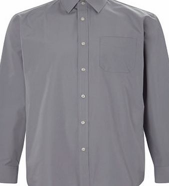 Bhs Grey Long Sleeved Point Collar Shirt, Grey