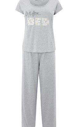 Bhs Grey Marl Bed Long Pant Pyjama, grey marl