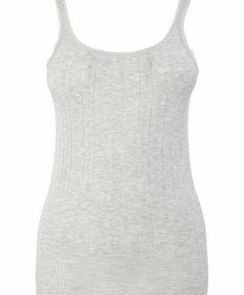 Bhs Grey Marl Pointelle Thermal Cami Vest, grey