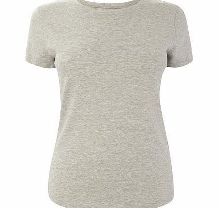 Bhs Grey Marl Short Sleeve Crew Neck Top, grey marl