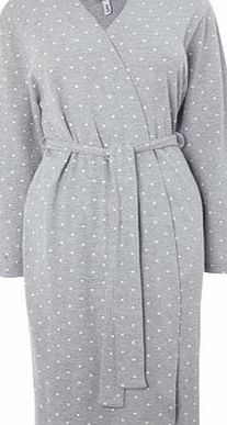 Bhs Grey Marl Spot Print Kimono Robe, grey marl