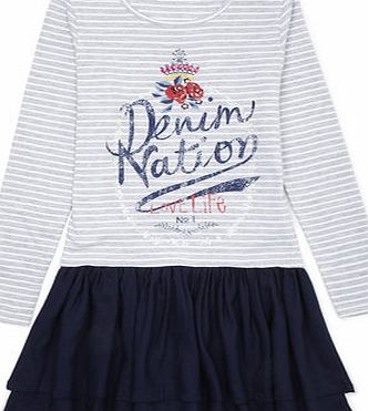 Bhs Grey marl Stripe Long Sleeve Tunic, grey marl