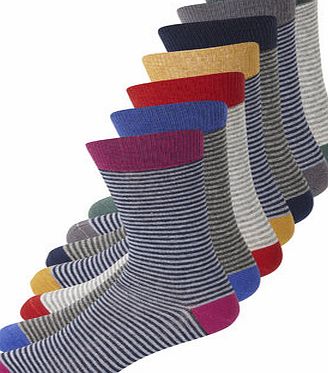Bhs Grey Mix 7Pack Fine Stripe Socks, Grey BR61F24FGRY