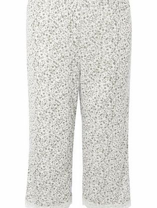 Bhs Grey Multi Floral Pointelle Thermal Crop Pyjama