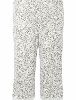 Bhs Grey Multi Floral Pointelle Thermal Crop Pyjama