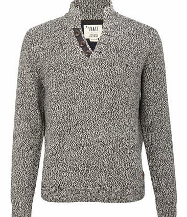 Grey Open V Neck Chunky Knit Jumper, Grey