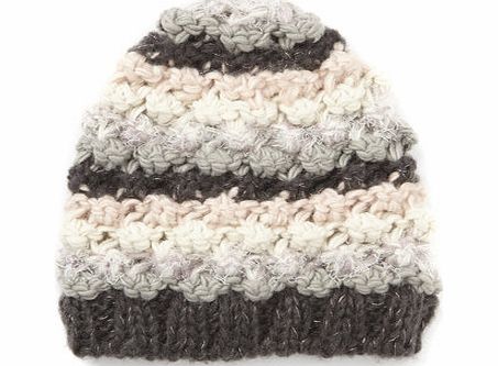 Bhs Grey/Pink/Ivory Multi Knot Beanie, multi