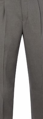 Bhs Grey Regular Fit Pleat Front Trousers, Grey