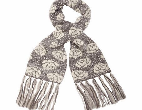 Bhs Grey Rose Fairisle Scarf, grey 6610100870