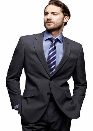Bhs Grey Shadow Check Regular Fit Suit Jacket, Grey
