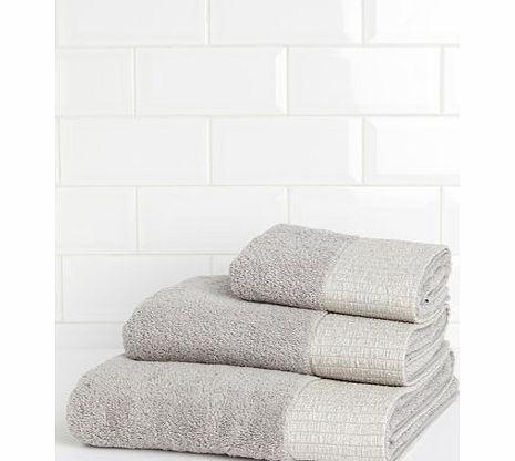 Bhs Grey shine metallic hem towel range, silver