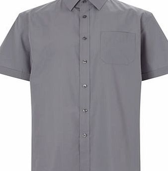 Bhs Grey Short Sleeve Point Collar Shirt, Grey