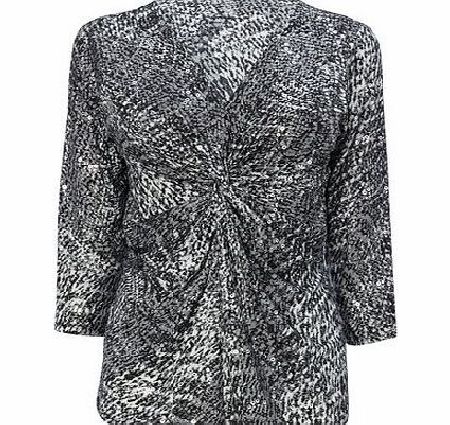 Bhs Grey Snake Print Sequinned Knot Front Top, grey