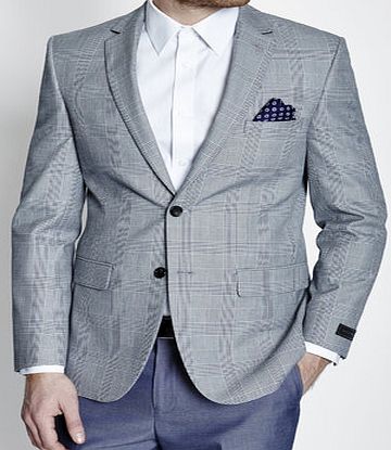 Bhs Grey Tailored Fit Summer Check Jacket, Grey