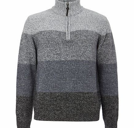 Grey Twist Zip Neck Jumper, Blue BR53E02GGRY