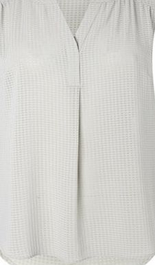 Bhs Grey V Neck Check Blouse, grey 8617520870