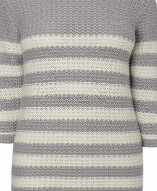 Bhs Grey/White Slash Stripe Cotton Jumper,