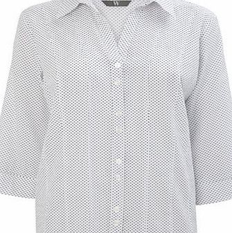 Bhs Grey/white Spot 3/4 Sleeve Shirt, grey/white